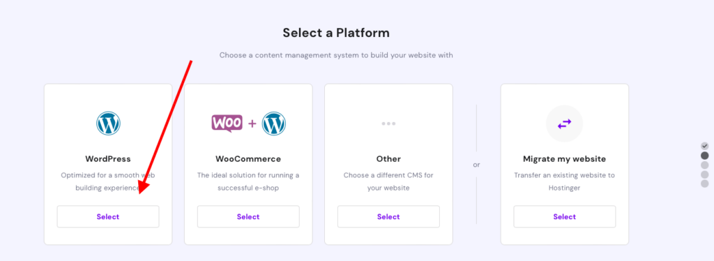 Select a CMS platform