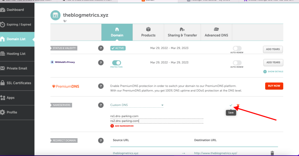 Namecheap dashboard DNS settings