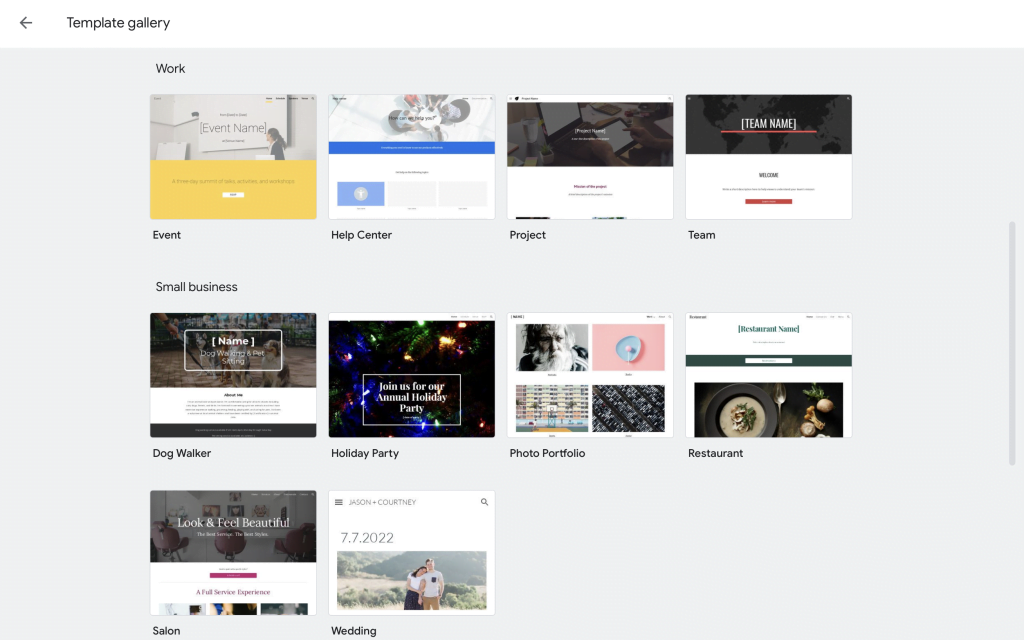 Google Sites Templates