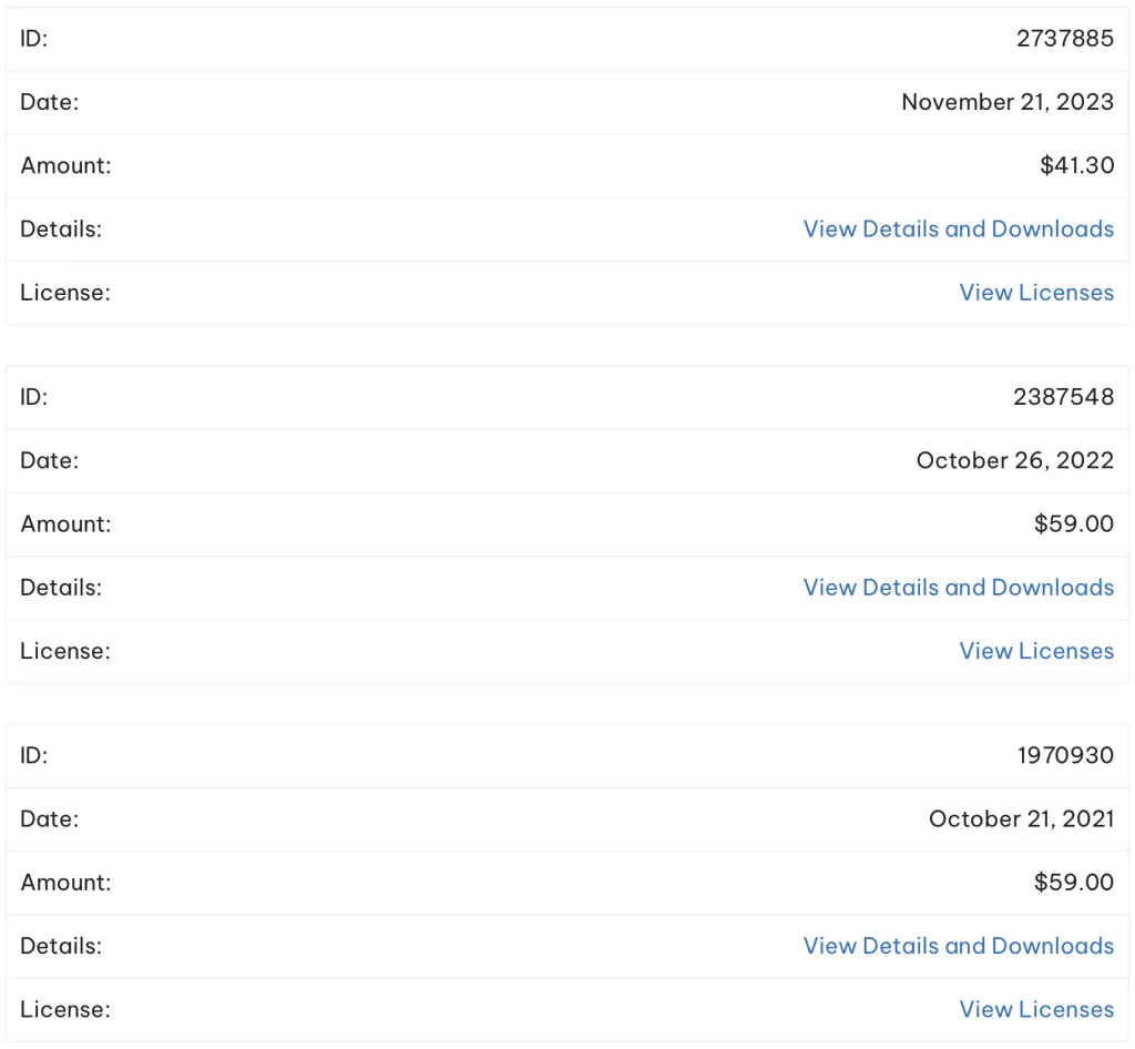 GeneratePress Purchase History