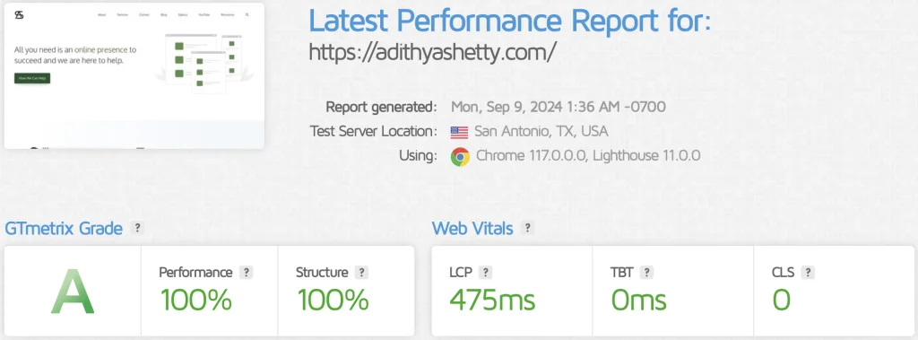 GTmetrix performance report of GeneratePress