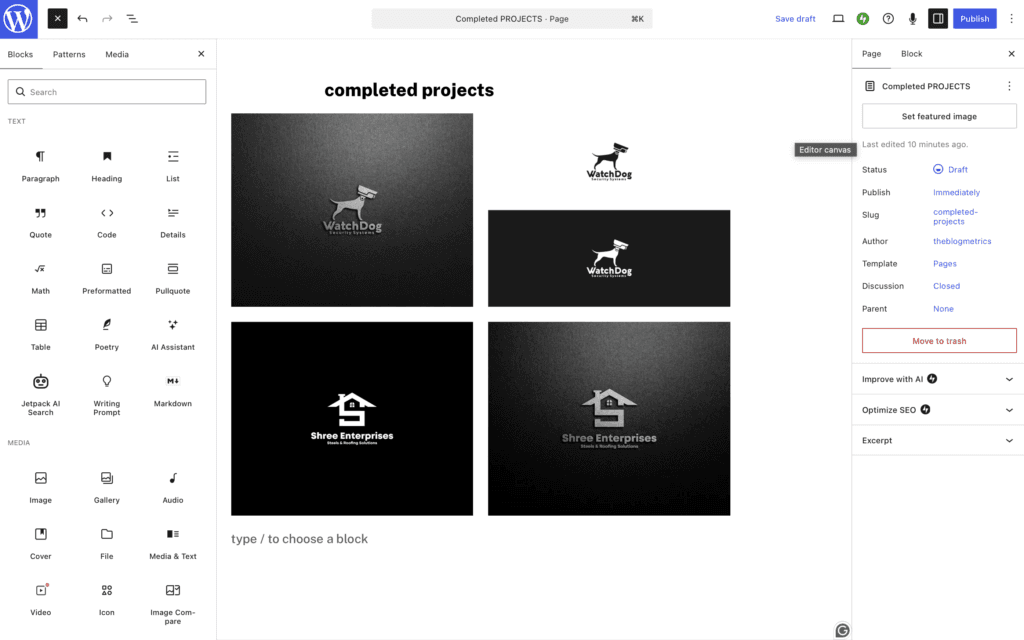 Using block editor to create beautiful pages