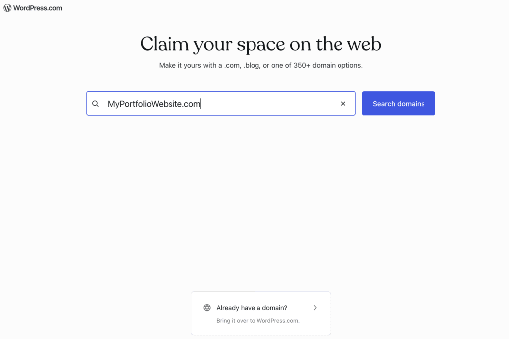 Search for a domain name on WordPress