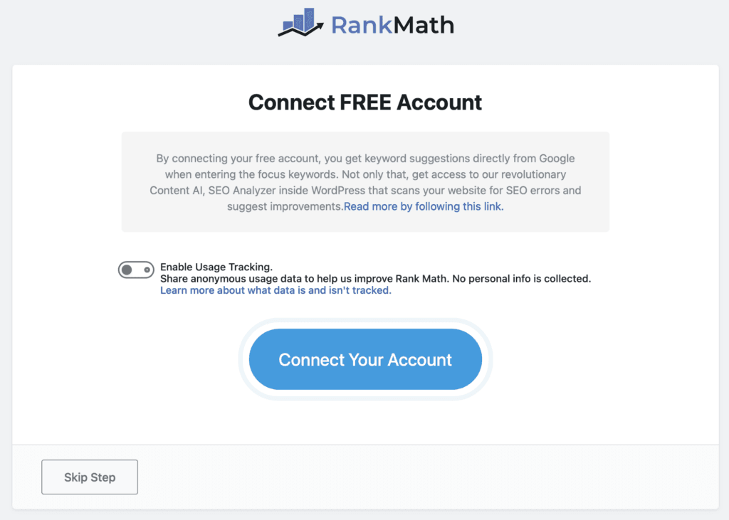 Connect Rank Math account