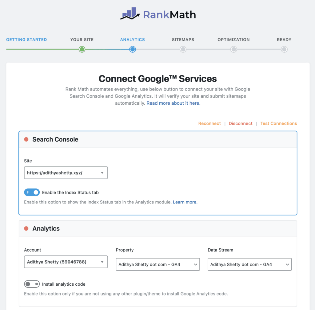 Connecting with Search Console