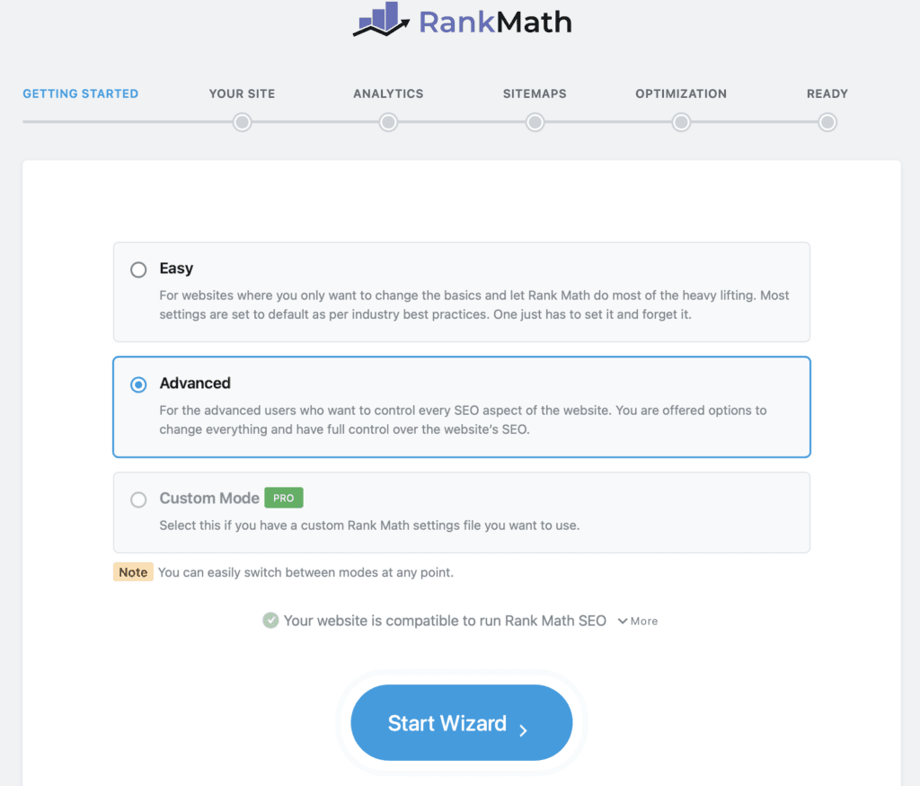 Rank Math Setup Wizard